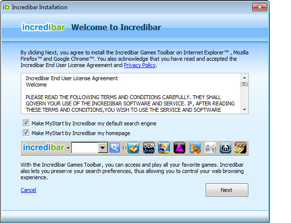 Incredibar Toolbar on IE