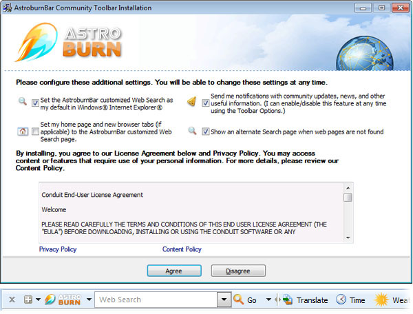 AstroburnBar Toolbar